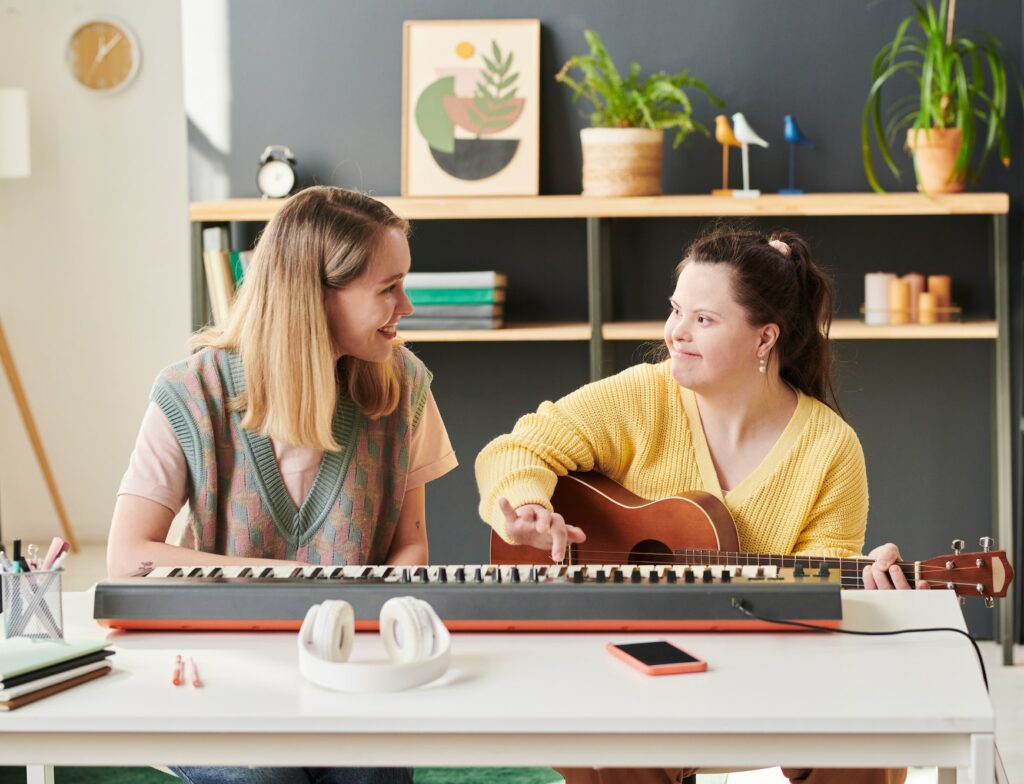 Girl With Disability Having Music Class